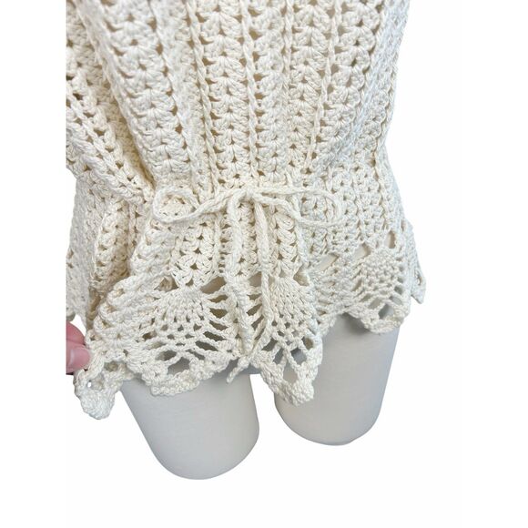 Free People Vintage 60s Crochet Cinched Waist Top Ivory RARE! - Picture 7 of 9